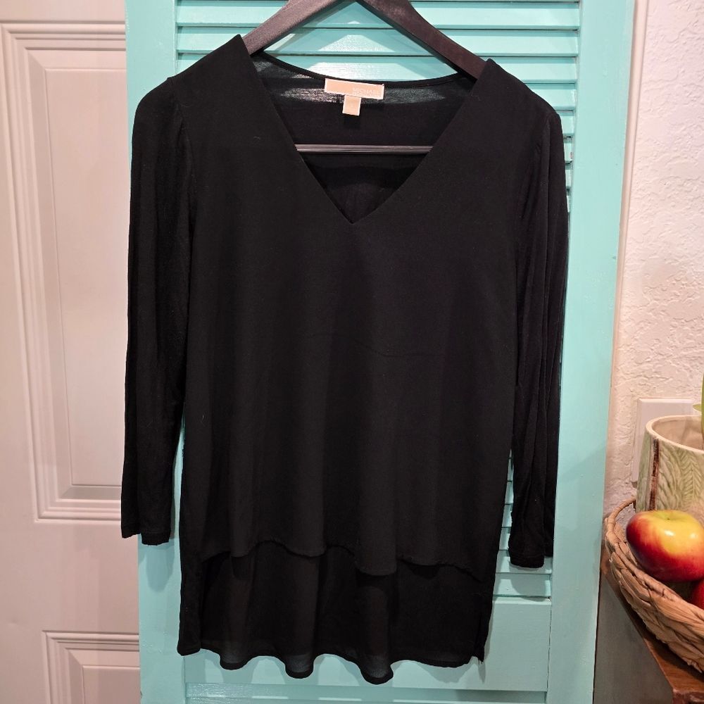 Michael Kors Black V-Neck Top